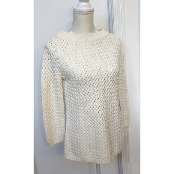 Talbots Women’s Ivory Knit Sweater top boat neck size S MSRP $79.50 - Picture 1 of 11